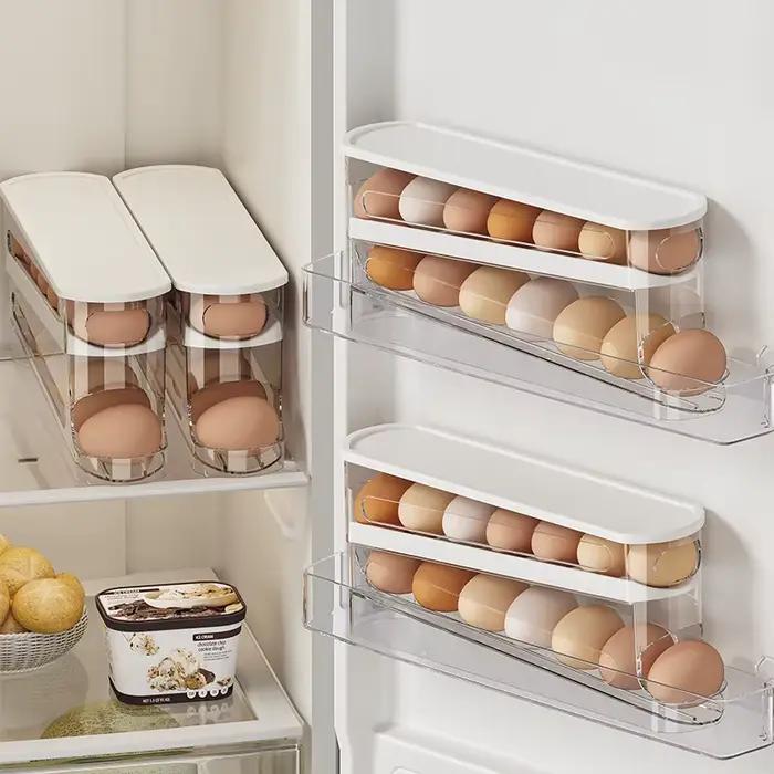 Boîte de rangement d'œufs de réfrigérateur bicouche