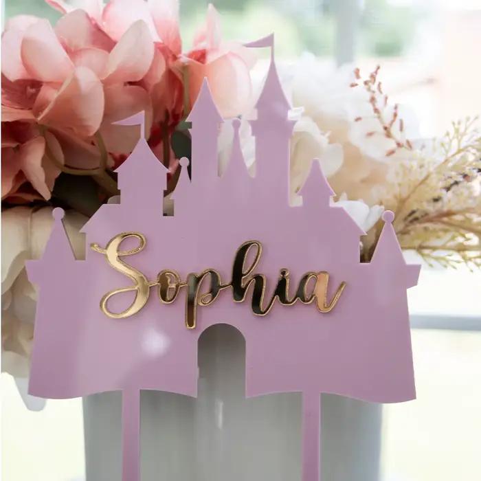 Décorations de gâteaux personnalisées en acrylique |   Décorations de gâteau personnalisées en forme de château de princesse |   Inserts en acrylique pour gâteaux |   Plusieurs options de couleurs