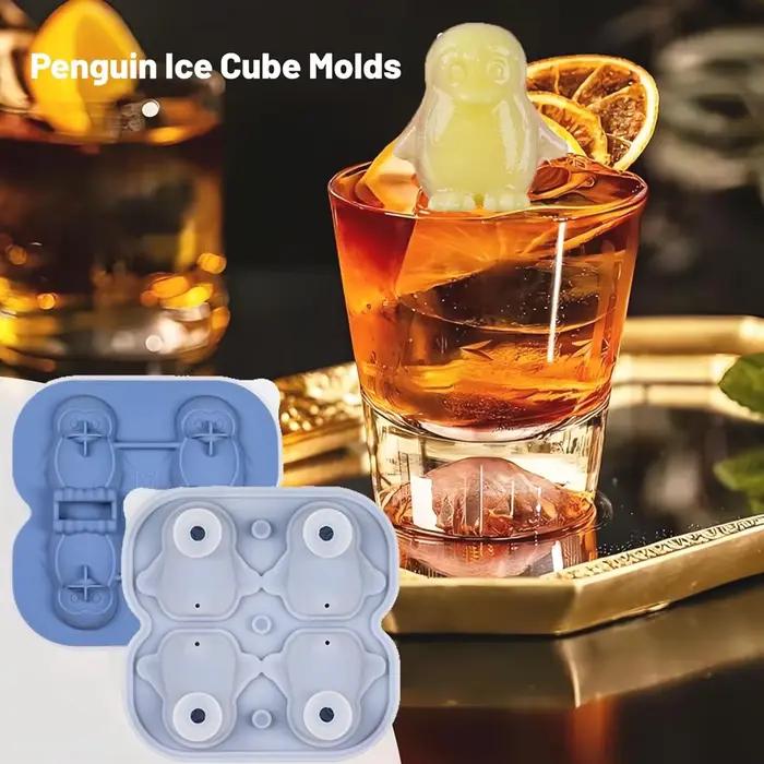 Plateau à glaçons, plateau à glaçons en Silicone avec couvercle, plateaux à glaçons de pingouin pour Cocktails au whisky, jus de bière, moule à glaçons DIY