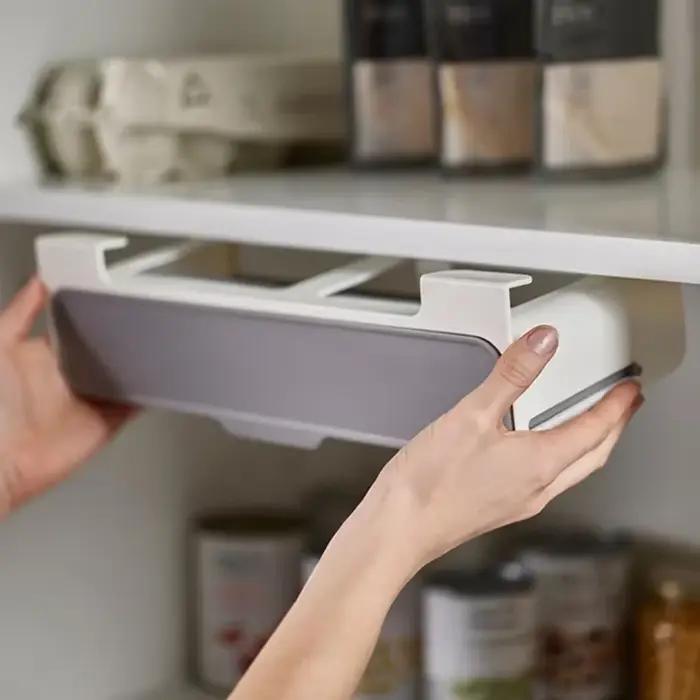 Support de rangement de bouteilles d'assaisonnement de cuisine, étagère à épices auto-adhésive murale sous étagère, organisateur d'épices, support de rangement de cuisine