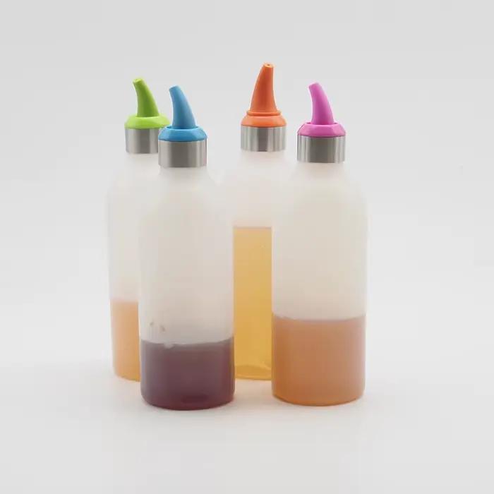 Bouteille à presser condiments Sauce de soja, distributeur de bouteilles pour salade BBQ bouteille d'huile d'olive, outils de cuisson, organisation de cuisine de 450ml