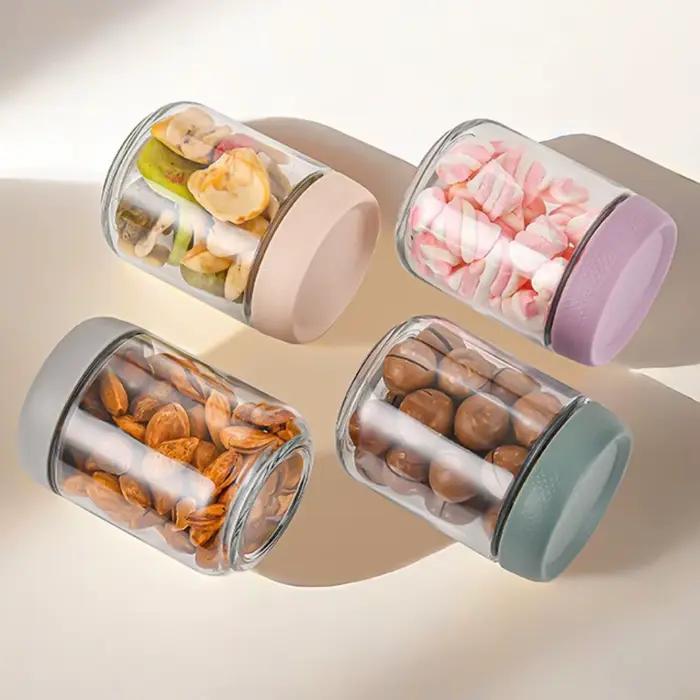 Conteneurs d'avoine de nuit de 480ml et 16oz, outil de stockage des aliments à large bouche, bol à yaourt avec couvercles, récipients alimentaires pour collation, épices, sucre