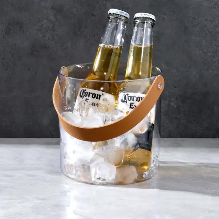 Seau à glace transparent épaissi en plastique, refroidisseur portable pour boissons, bac à champagne, conteneur de refroidissement pour boissons sans couvercle, pour la maison