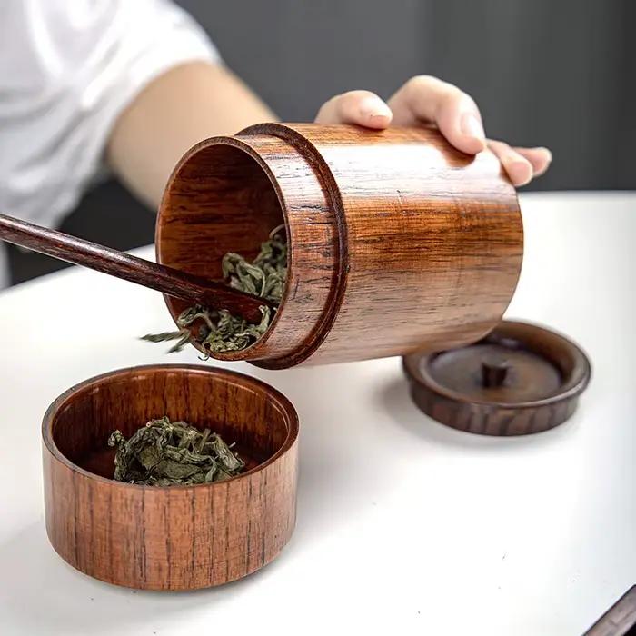 Boîte à thé en bois massif faite à la main