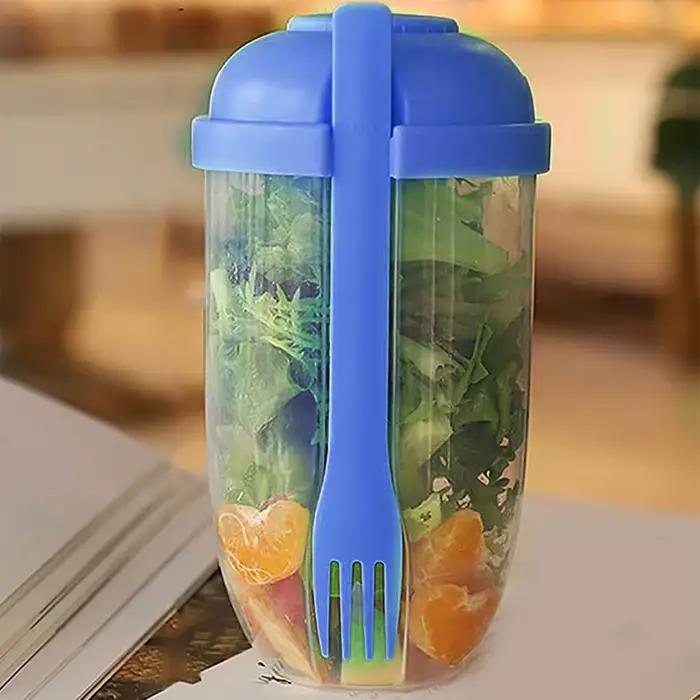 Tasse à salade portable avec fourchette et couvercle, bouteille de fruits, légumes, petit-déjeuner, transport pour le travail, voyage, pique-nique, bouteille de nourriture pour l'école et le camping