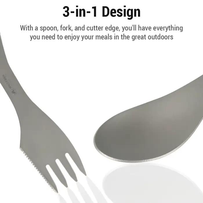 Ti Spork-Cuillère de camping 3 en 1, coupe-fourchette, ChlorOutdoor Britware pour le camping, la randonnée, les pique-niques en plein air
