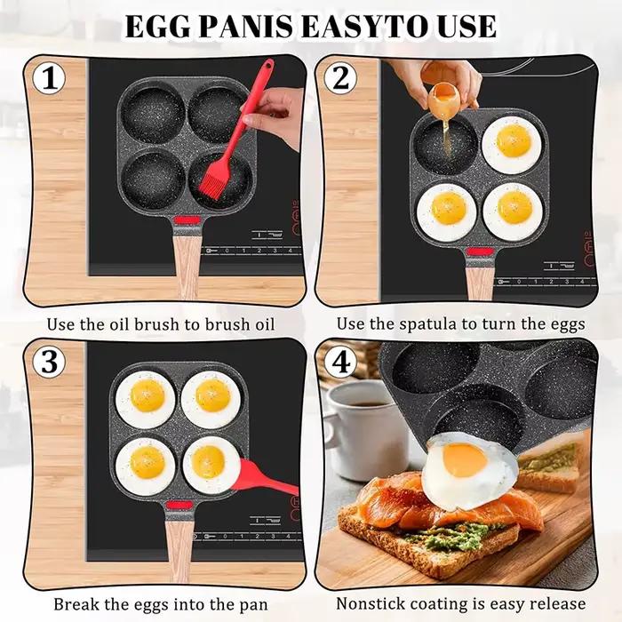 Poêle à œufs approfondie avec couvercle en granit antiadhésif pour petits déjeuners sains et créatifs occasions spéciales famille cadeau cuisine