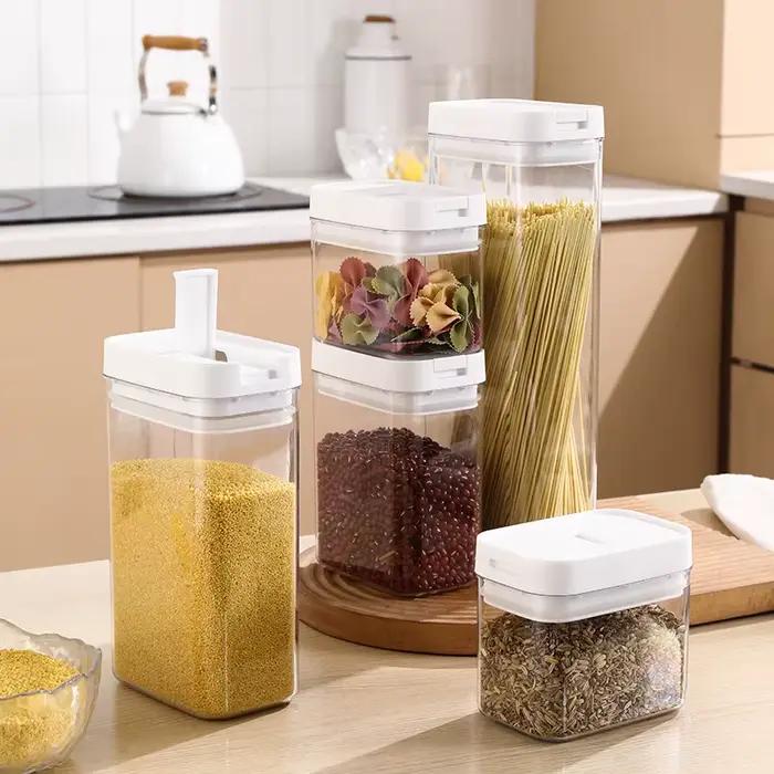 Pot scellé résistant à l'humidité domestique, pot de stockage de céréales de cuisine, boîte de stockage d'épices et de thé, boîte de stockage transparente de lait en poudre