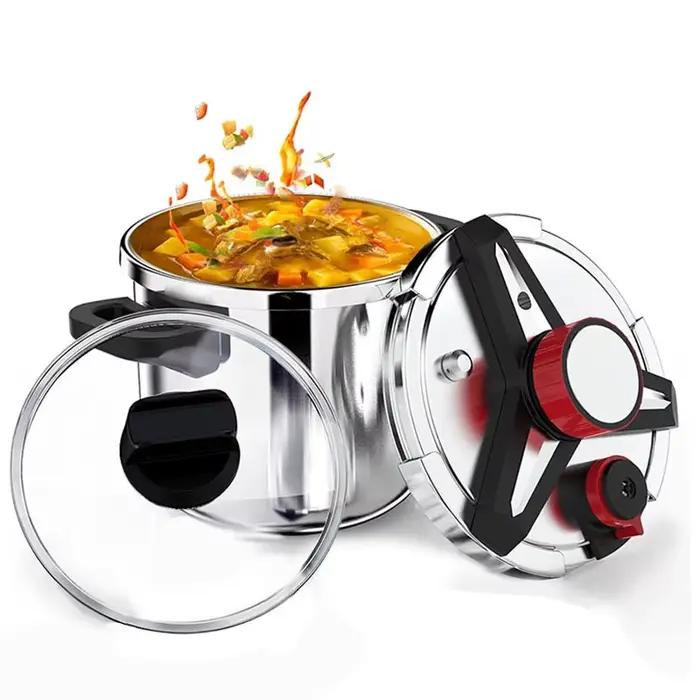 Autocuiseur en acier inoxydable 5/7L avec couvercle en verre, anti-déflagrant, économie d'énergie, autocuiseur de sécurité, cuisinière à gaz à Induction