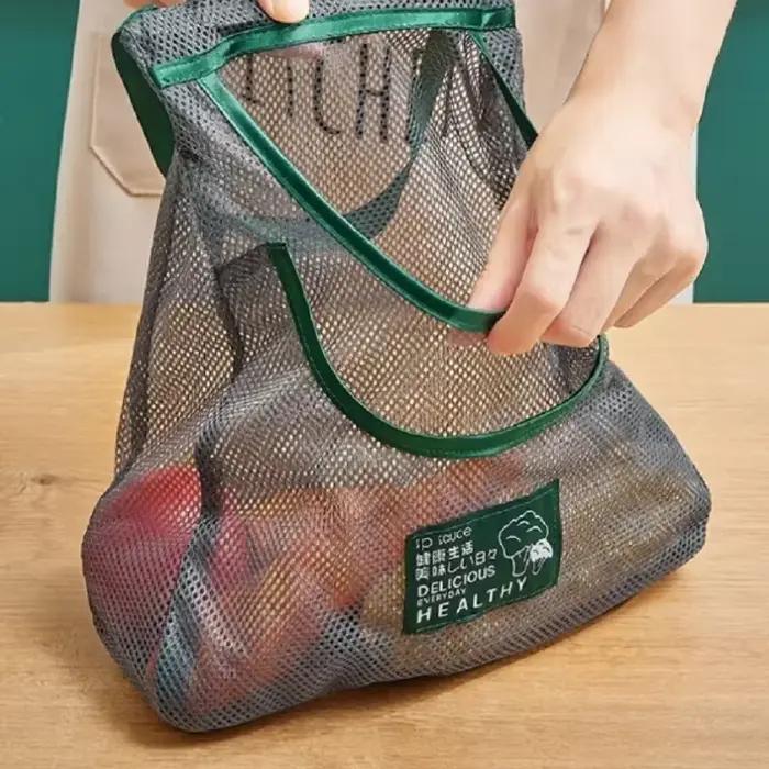 Sacs de rangement réutilisables, sac en maille suspendu de cuisine, filet de rangement de fruits et légumes pour la maison, pour gingembre, ail, pommes de terre, oignons