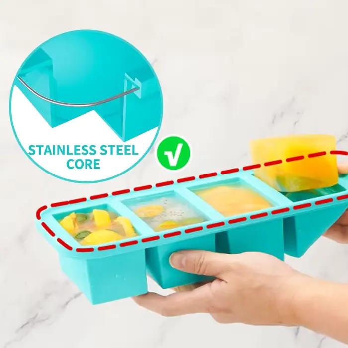 4 moules de congélation recouverts de silicone – Cubes à soupe avec bords en acier renforcé – Pour restes