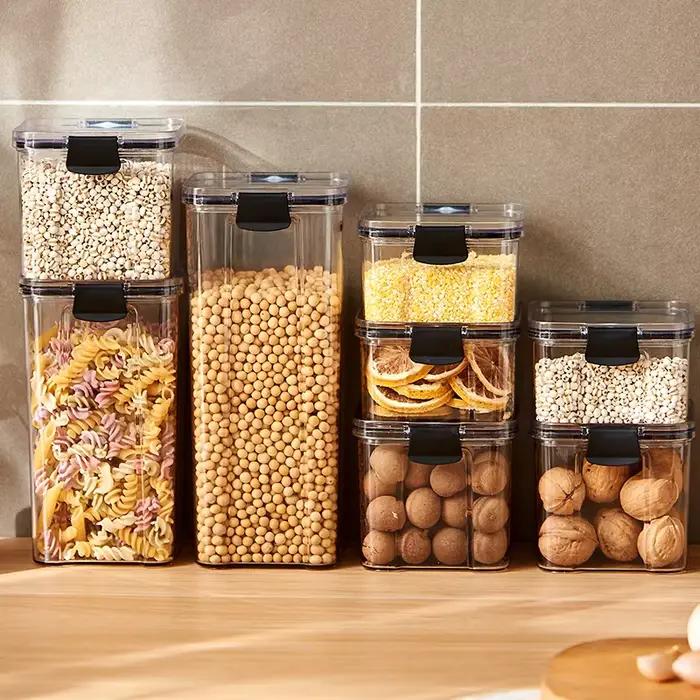 Organisateurs de cuisine avec couvercle, stockage des aliments, beaucoup de boîtes en plastique, pots pour céréales en vrac, organisateur de garde-manger, ensemble pour la maison