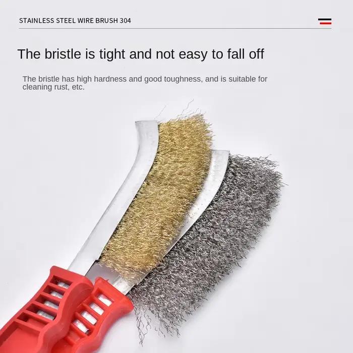 Brosse D.lique Multifonction Plaquée Cuivre, Brosse en Acier Inoxydable, Manche Long, Grille de Cuisine, Plaque Spéciale, Élimination de la Rouille, 1Pc