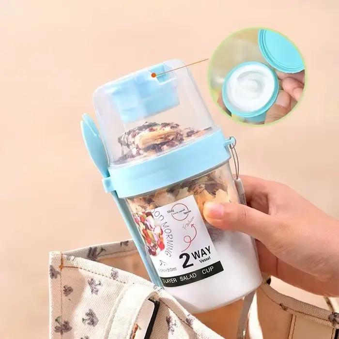 1 pièce Tasse à salade portable avec couvercle et fourchette