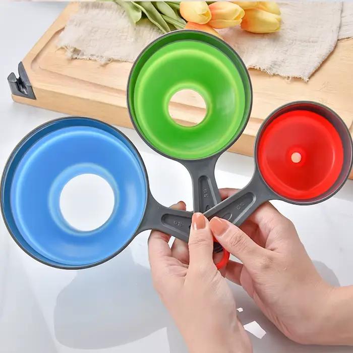 Ensemble d'entonnoirs en plastique orange certifié QIC pour confitures et transferts alimentaires 3 tailles inclus pour bouches larges et pots Mason