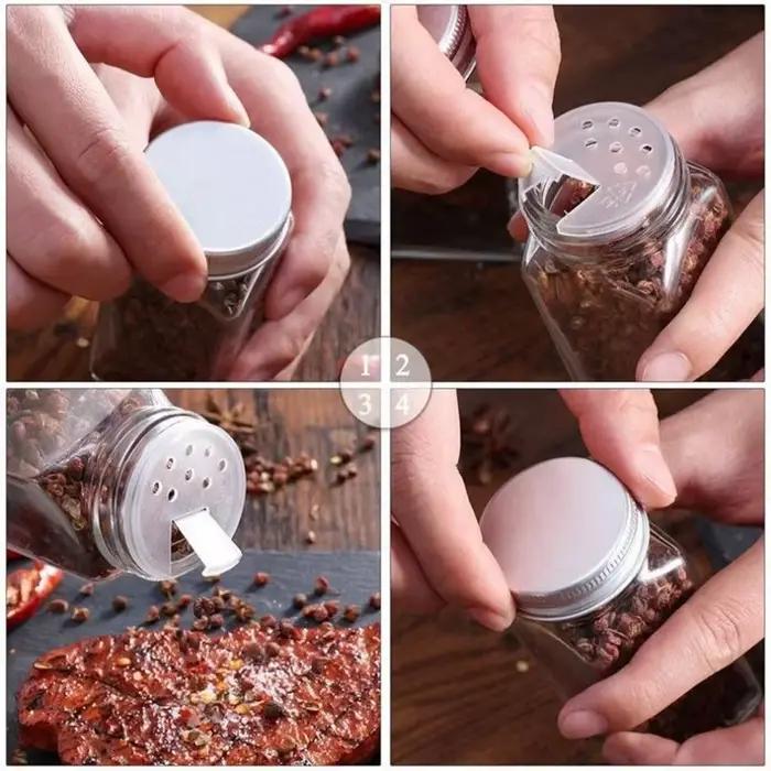 Bouteilles d'épices en verre avec 20 étiquettes à épices, bouchons shaker et bouchons métalliques scellés, comprend un entonnoir pliable en silicone, 12 sept bouteilles