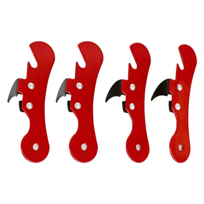 Ouvre-bouteille multifonctionnel 1-4 pièces, ouvre-boîte manuel à coupe latérale sécurisée, ouvre-bocal ergonomique, outils de cuisine pour conserves