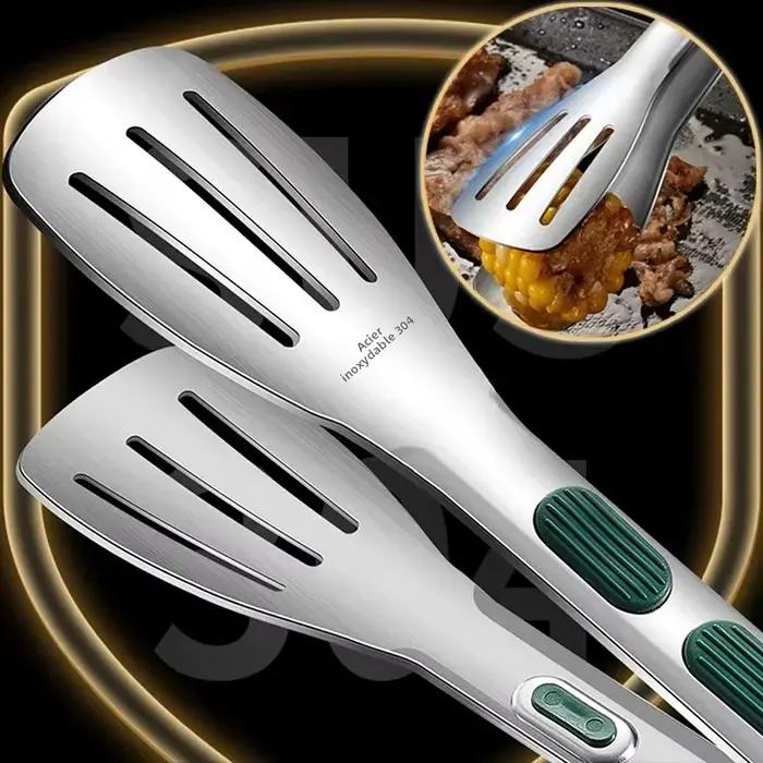 Pinces alimentaires en acier inoxydable, cuisine domestique, épaisses, résistantes à la chaleur, pour Steak, Buffet alimentaire, Barbecue, viande rôtie, pinces à pain