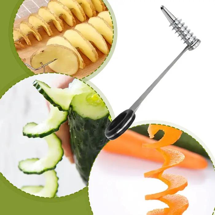 Spiraliseur à légumes en acier inoxydable pour tranchage et découpe de courgettes, concombres, carottes et autres légumes pour la cuisine et la maison