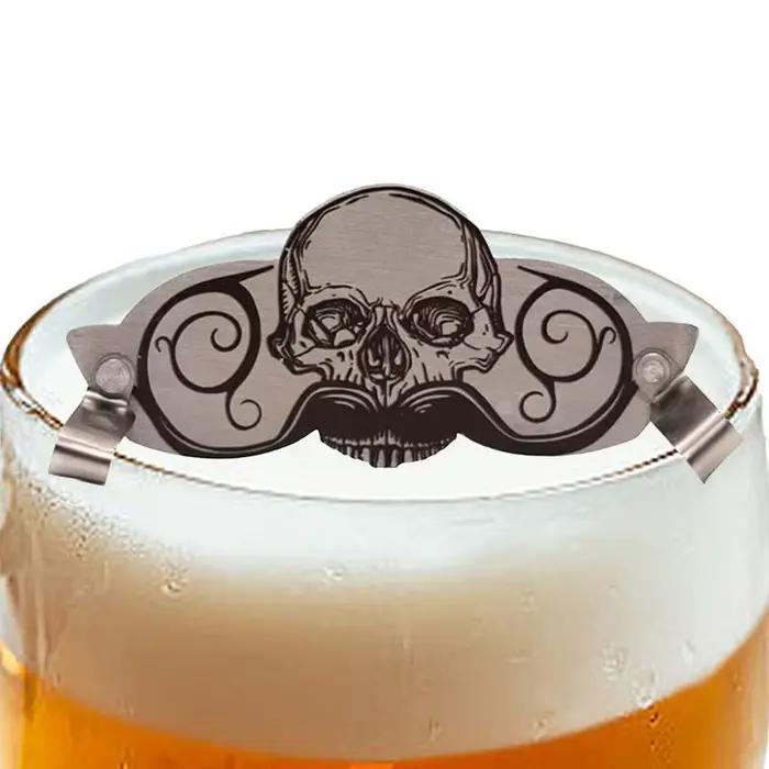 Protège-moustache en acier inoxydable pour tasse, design tête de mort, protecteur de moustache pour clics, fournitures décoratives innovantes pour boire