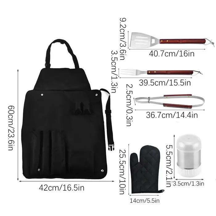 Kit de grillades à manche en bois, accessoires de Barbecue portables en acier inoxydable pour pique-nique