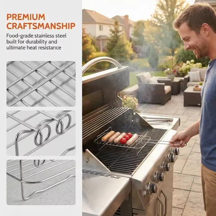 Accessoires pour friteuse à air électrique BBQ, grille double couche en acier inoxydable 430, grille vapeur, grille pour friteuse à air, cuisine, salle à manger et bar