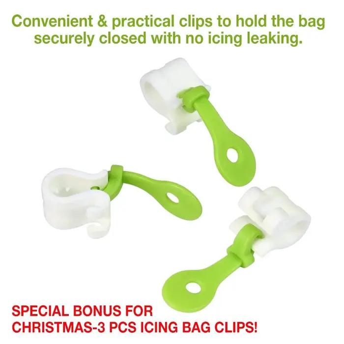 LMETJMA 3 pièces sac à pâtisserie Clips bande passepoil sacs boucles Fondant glaçage gâteau décoration sac Clip sac