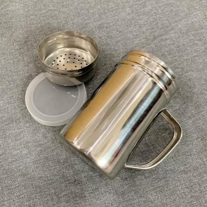 Bouteille de sel et sucre en acier inoxydable avec poignée pour assaisonnement et condiments polyvalente pour cuisine et restauration