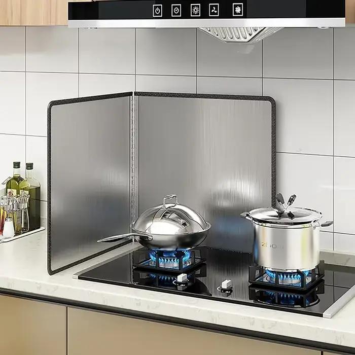 Baffle anti-éclaboussures d'huile pliable pour cuisinière à gaz