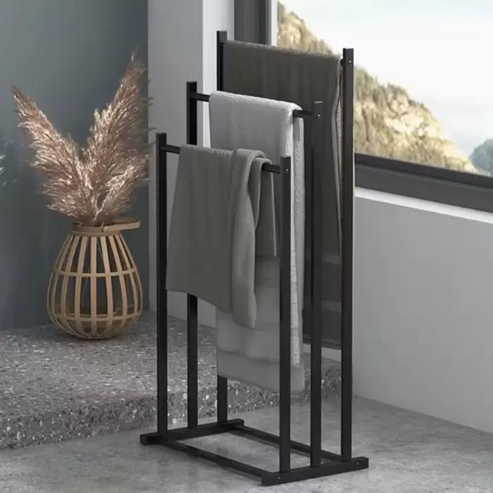 Porte-serviettes autoportant moderne à 3 niveaux – Support de séchage robuste pour salle de bain et piscine