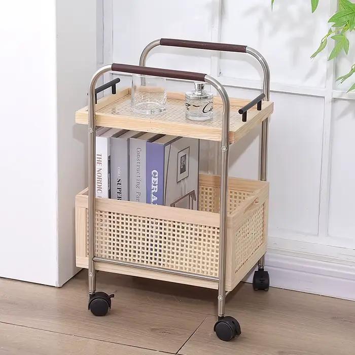 Support de rangement moderne et simple en acier inoxydable multifonctionnel pour salons cuisines salles de bains avec roulettes pour ranger ustensiles de cuisine produits d'entretien