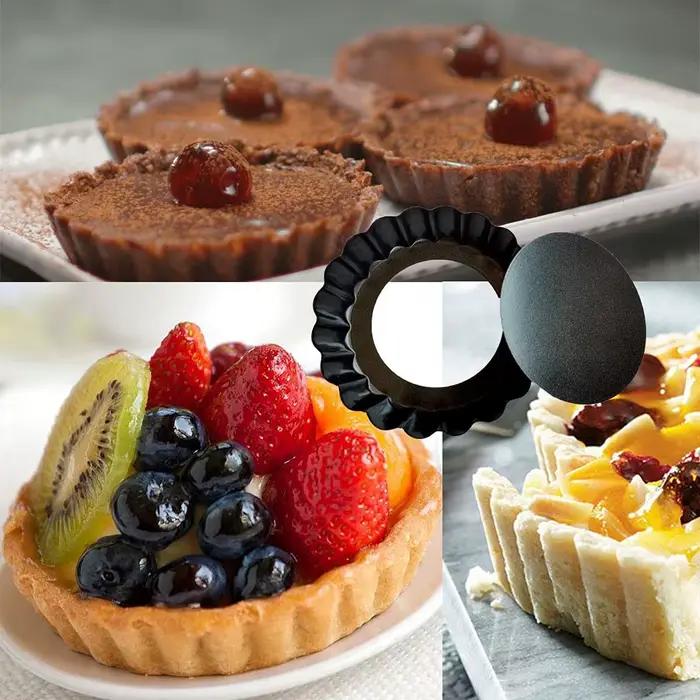 Mini moules à tarte aux œufs, 8/10/12cm, avec fond amovible, antiadhésifs, petites boîtes à cupcakes cannelées, tartes, poêle à Quiche pour tartes
