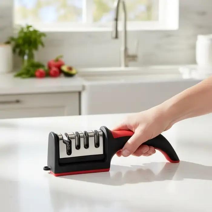 1 pièce Affûteur de couteaux 3/4 étapes avec affûtage rapide