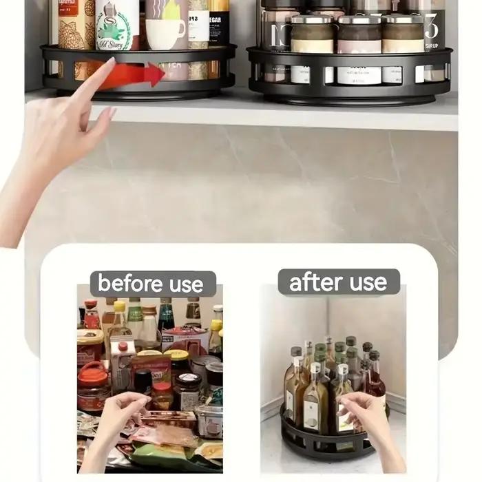 Multi-usages 360 °   Boîte de rangement rotative, gain de place, comptoir antidérapant, vaisselle de cuisine, cosmétiques, boîte de rangement d'épices