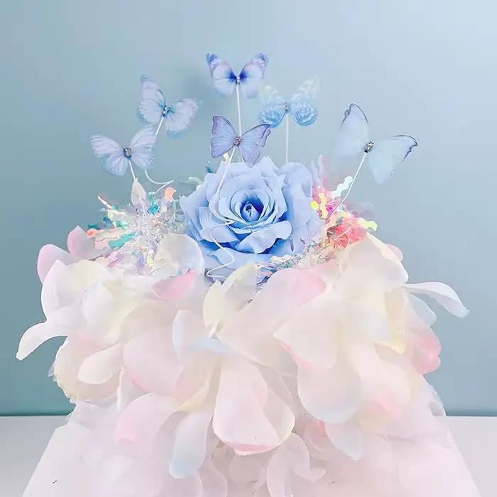 Décoration de gâteau joyeux anniversaire papillon 3D, pour mariage, bricolage, fête prénatale, Dessert pour filles, outil de décoration de Cupcake