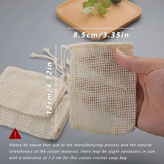 Sac économiseur de savon en coton naturel, 3 pièces, pochette de savon en maille de coton écologique pour le nettoyage du corps et les soins de la peau, idéal pour la douche, le bain et les voyages