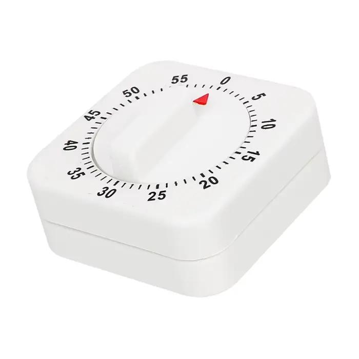 Minuterie mécanique carrée blanche, outils de cuisine, 60 apprentissage, compte à rebours, alarme, rappel