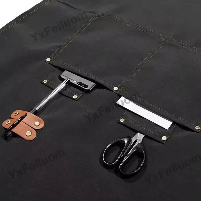Tablier de travail professionnel hommes femmes cuisine tablier imperméable plusieurs poches serveur Barista travail uniforme Restaurant propre tablier