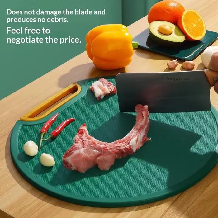 Planche à découper double face antidérapante et anti-moisissure de 29 cm, pour cuisine, suspendable, avec compartiments séparés pour aliments crus et cuits, autoportante