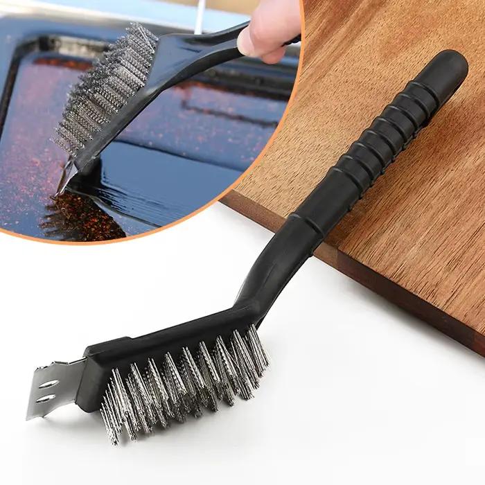 Brosse pour Barbecue Accessoire de Cuisine Poils en Fil d'Acier Inoxydable Grattoir Nettoyeur de Grille Polyvalent pour Tous Types de Grills Occasions Familiales et Amicales
