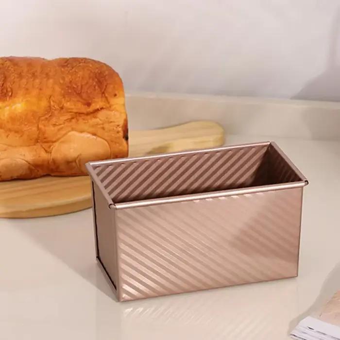 Poêle à pain antiadhésive avec couvercle, 1 pièce, poêle à pain rectangulaire en acier au carbone, acier aluminisé, gâteau à pain grillé, boîte à pain grillé, moule à gâteau