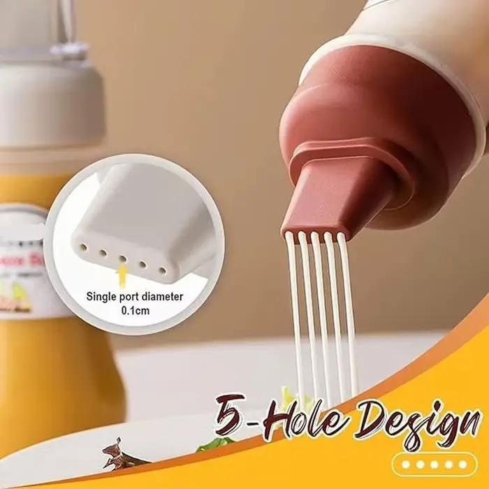 Bouteilles à condiments transparentes à 5 trous avec buses pour mayonnaise
