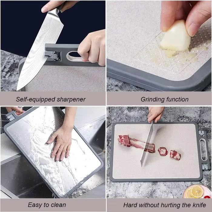 Planche à découper 2 en 1 en acier inoxydable, matériel de qualité alimentaire, pétrissage antiadhésif des deux côtés, disponible, cuisine maison, dessert 03 utilisation