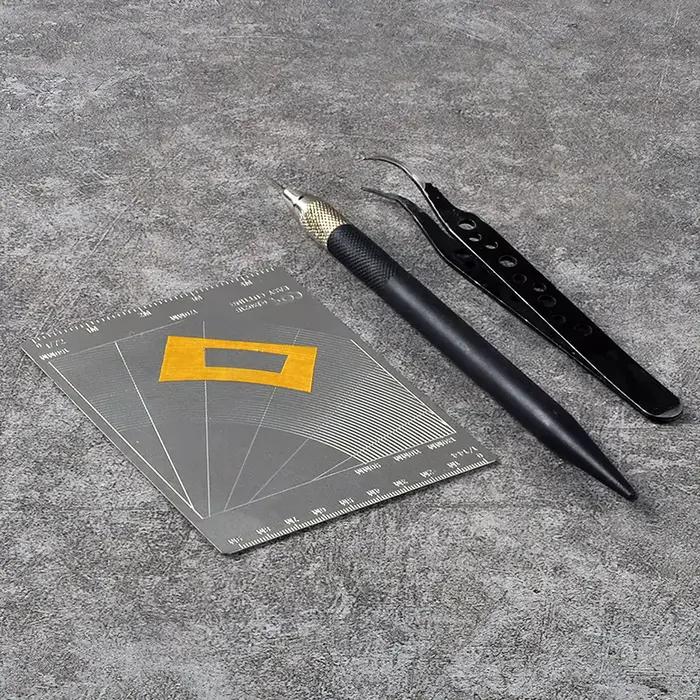 Feuille de masquage de modèle en acier inoxydable, Type de coupe facile, tapis de planche, outil artisanal de loisirs, couverture d'outils de coupe de papier, modèle Kit de bricolage