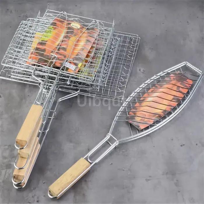Pince à viande de canard en acier inoxydable, filet de barbecue, poisson rôti, hamburger grillé, outil de filet, panier en fer