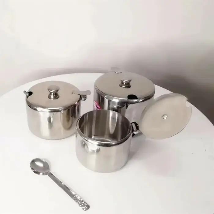 Pot d'assaisonnement Durable, 1 pièce, fournitures de cuisine avec couvercle, cuillère, boîtes de Sauce, Mini pot de stockage de sucre, confiture, sel, épices