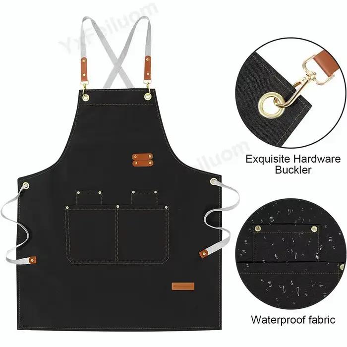 Tablier de travail professionnel pour hommes et femmes, imperméable, cuisine, cafés, beauté des ongles, coupe de cheveux, uniforme de Salon, gril, bavoir de serveur de jardin personnalisé