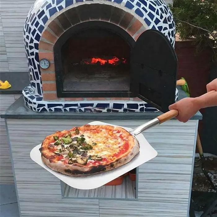 ABUN-2X peau de Pizza carrée, poussoir à Pizza en aluminium avec manche en bois, poussoir à pain, la Base de Pizza-poussoir à pain de levage de Pizza