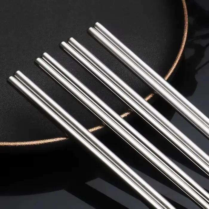 Baguettes chinoises antidérapantes en acier inoxydable