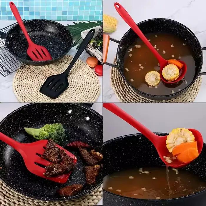 Lot de 10 ustensiles de cuisine en silicone antiadhésifs : pince